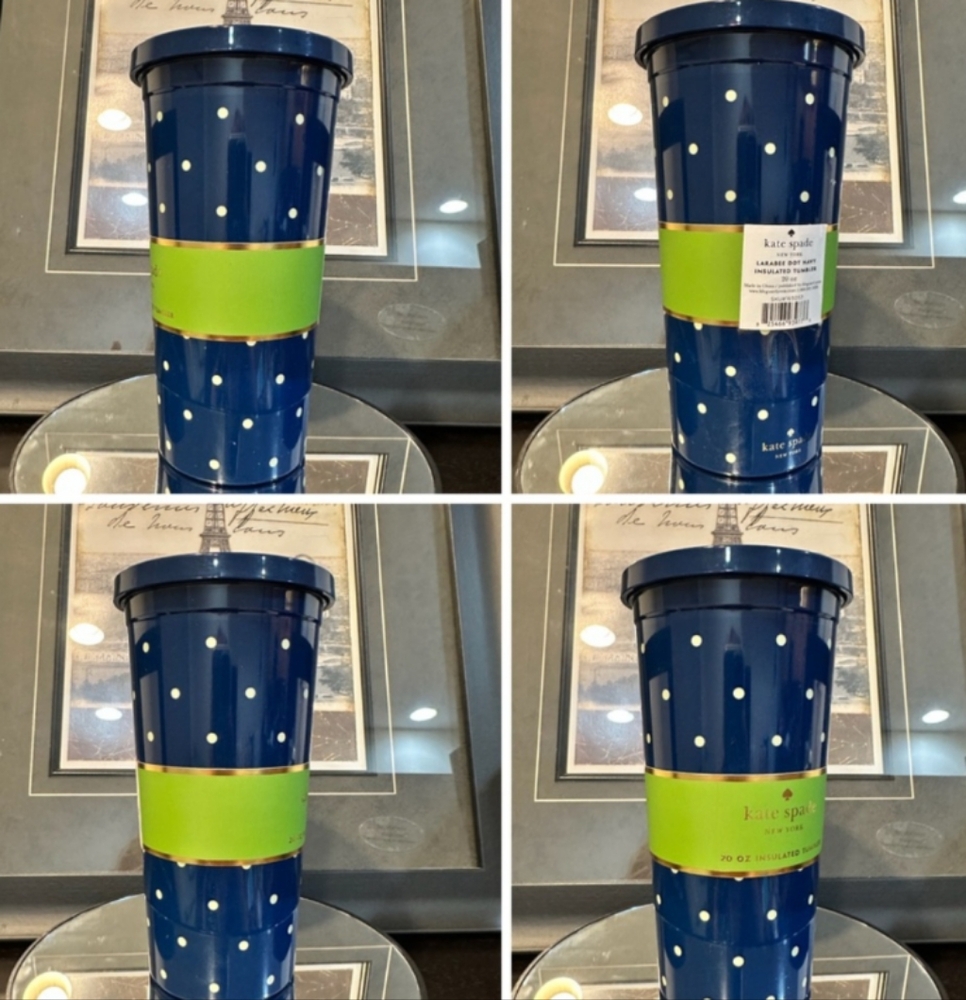 Kate Spade Navy Polka Dot Tumbler NEW - Picture 3 of 5